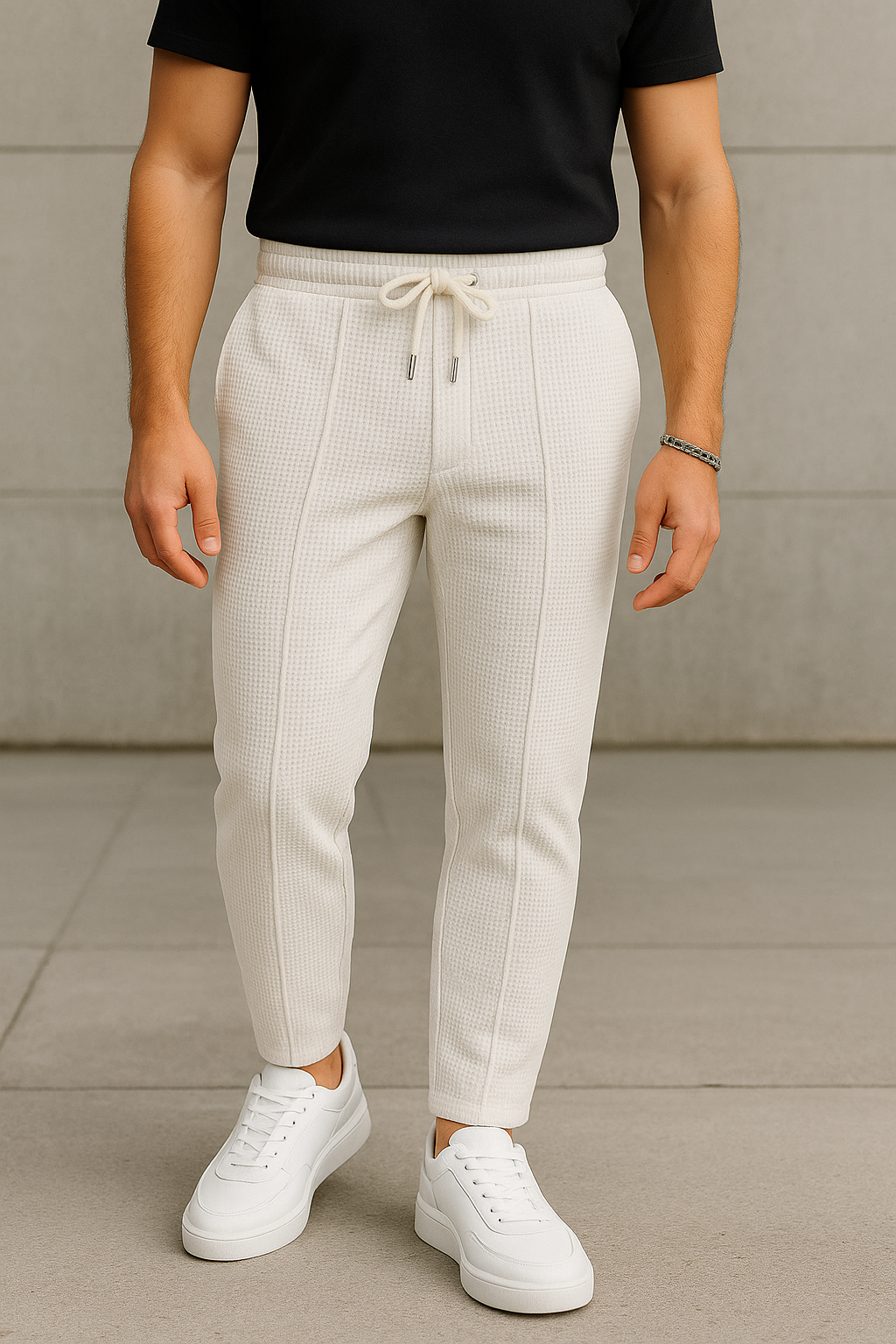 White Waffle Knit Trouser