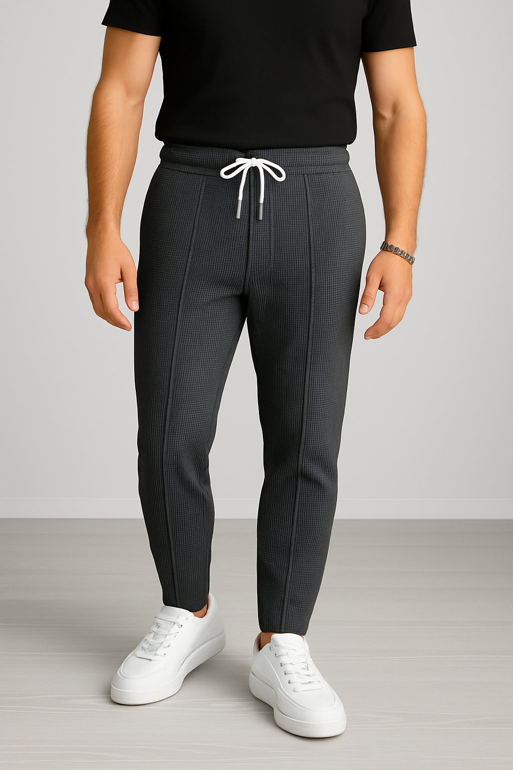 Charcoal Waffle Knit Trouser