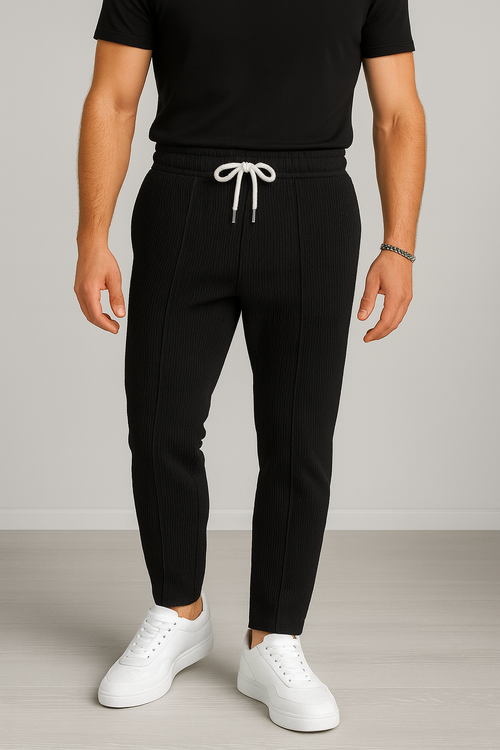 Black Waffle Knit Trouser