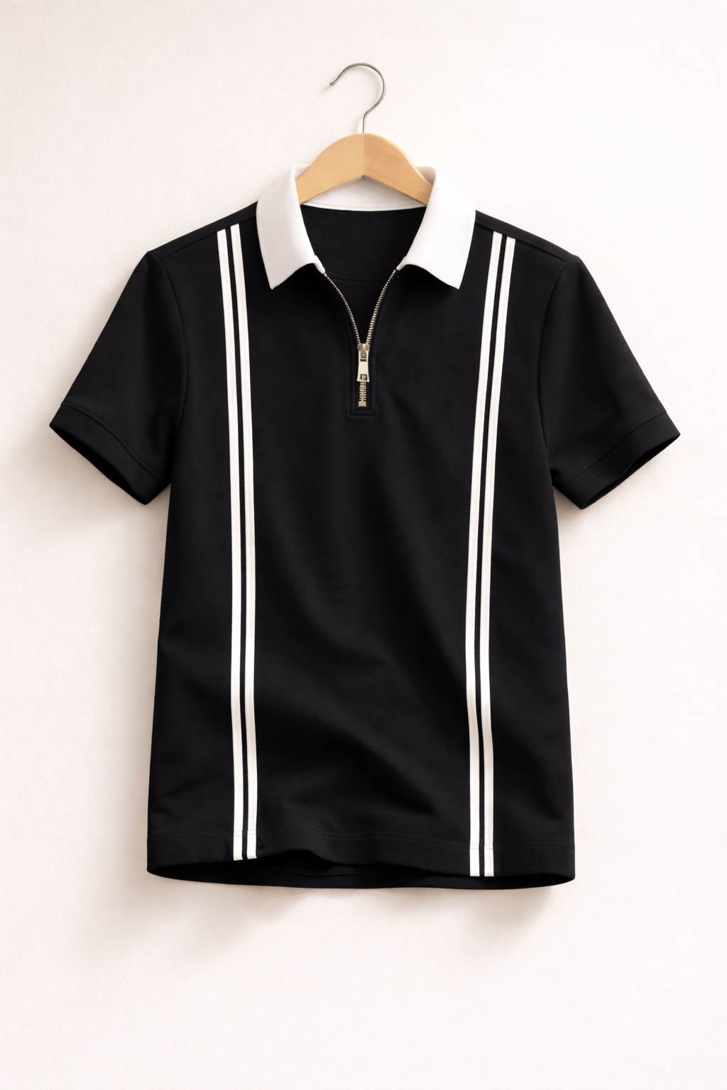 Pack of 2 Men’s Zipper Stripe Polo Shirt