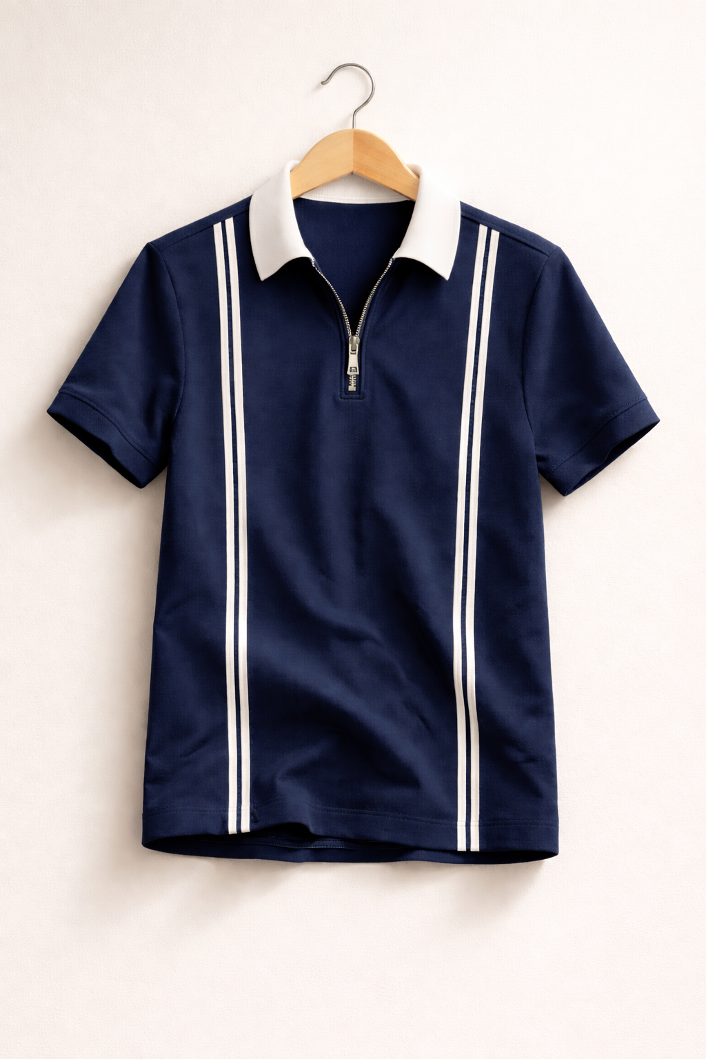 Pack of 2 Men’s Zipper Stripe Polo Shirt