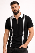 Men’s Zipper Stripe Polo Shirt - Black