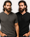 Pack of 2 Waffle Knit Henley T-Shirts